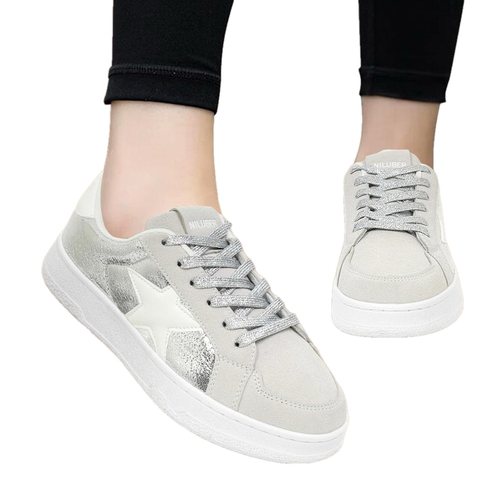 NILUBER  Sneakers top  cushion white gold silver NWT no box size 11…